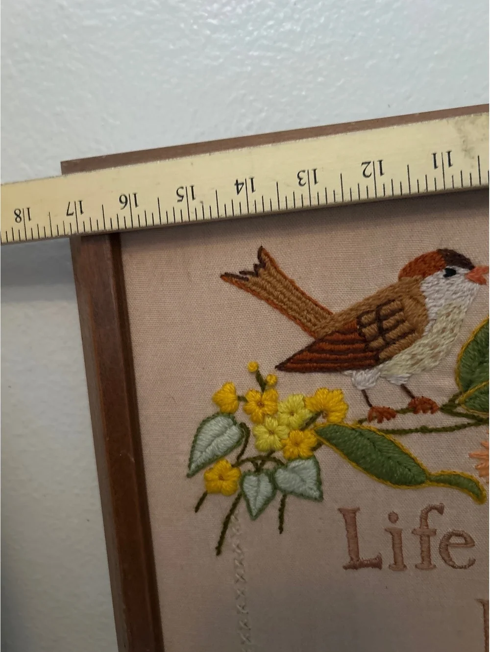 Framed Embroidered Wall Art 'Life is fragile handle with prayer'